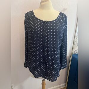 Lands’ End navy polkadot blouse